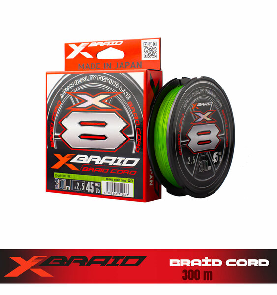 YGK X036 BRAID CORD PE X8 300M 21KG 0.26 FLUO GREEN | 300M | YGK