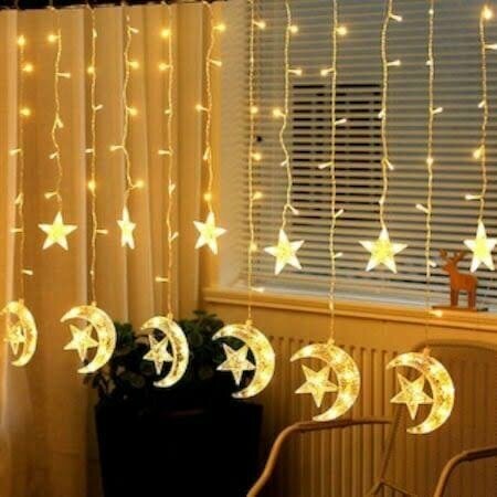 SAÇAKLI AY YILDIZ PERDE LED GÜN IŞIĞI 3X3