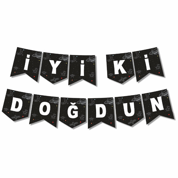 ZİKZAK BANNER UZAY TEMA İYİ Kİ DOĞDUN