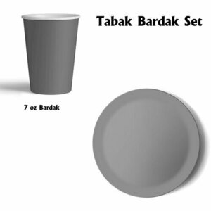 ECO 8Lİ KARTON SET TABAK BARDAK SİLVER