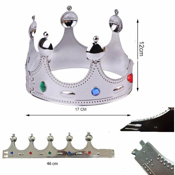 ALM-2412-032 İTHAL PLASTİK KRAL TAÇ SİLVER