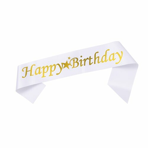 ALM2303-14 KUŞAK BEYAZ HAPPY BIRTHDAY GOLD