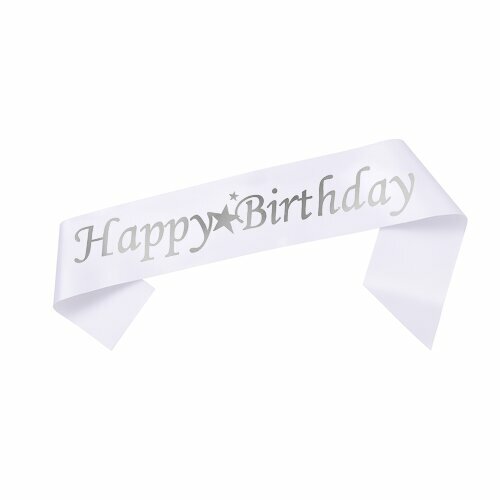 ALM2303-14 KUŞAK BEYAZ HAPPY BIRTHDAY SİLVER