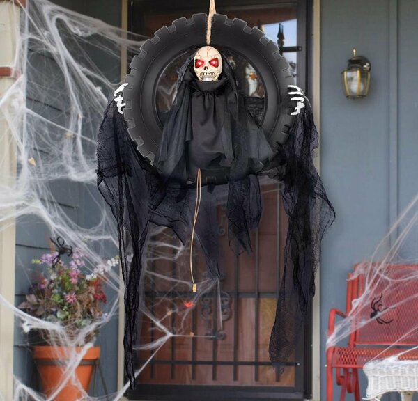 ALM2505-042 HALLOWEEN ASKILI LASTİK HAYALET IŞIK+SES+HAREKET