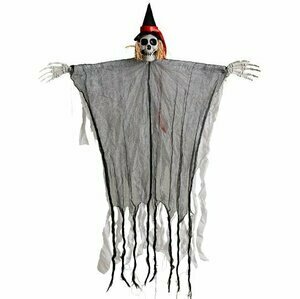 ALM-2505-21 HALLOWEEN HASIR SİYAH CADI MASKOT 110 CM IŞIK+SES+HAREKET