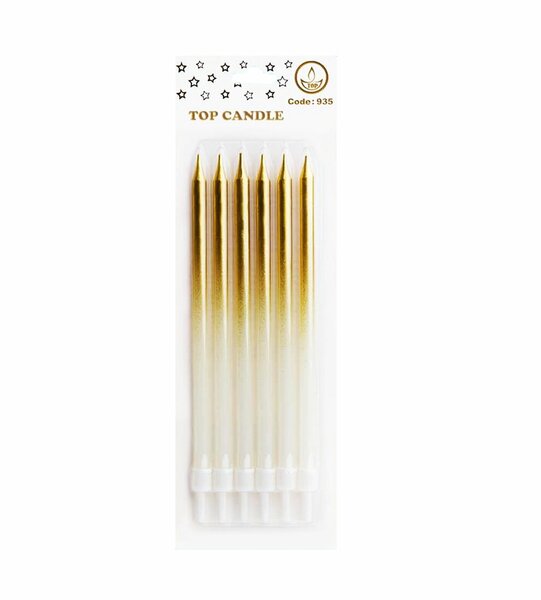KOD 935 - 15 CM METALİK BEYAZ GOLD MUM 6LI KOD 935 - 15 CM METALİK BEYAZ GOLD MUM 6LI