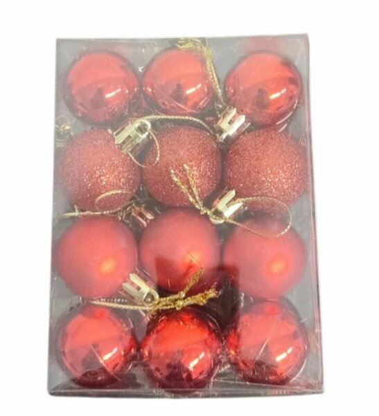 U7153 ASETAT KUTULU 3 CM TOP KIRMIZI 24'LÜ