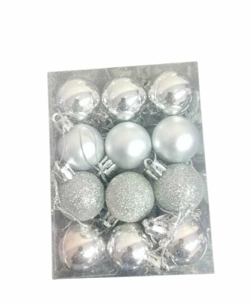 U7155 ASETAT KUTULU 3 CM TOP GÜMÜŞ 24'LÜ