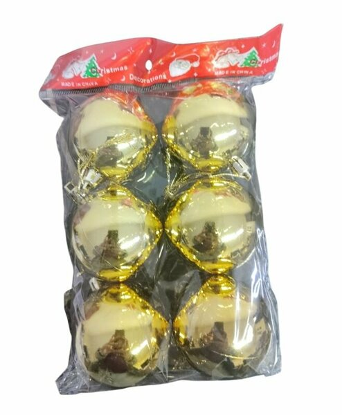 U4600-01 AĞAÇ PARTİ SÜSÜ TOP 6CM 6 LI GOLD