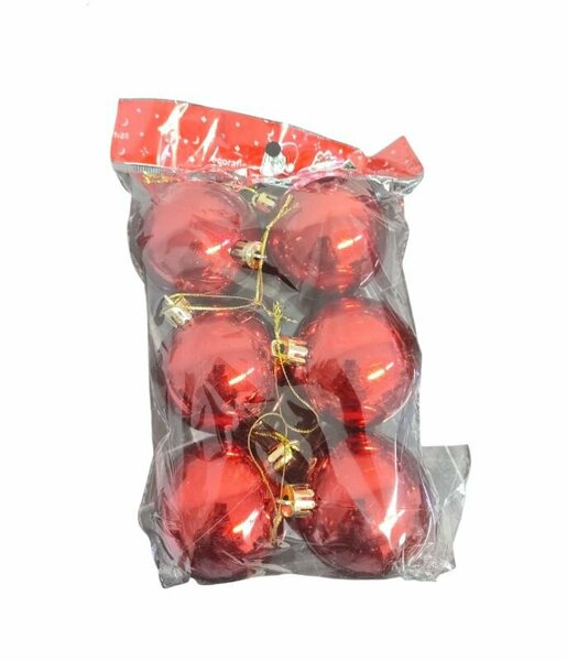 U4600 AĞAÇ PARTİ SÜSÜ TOP 6CM 6 LI KIRMIZI