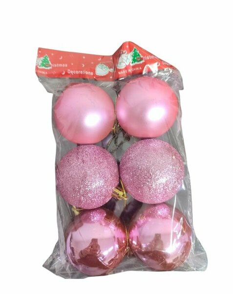 U4716-5 AĞAÇ PARTİ SÜSÜ TOP 6 LI 6CM PEMBE