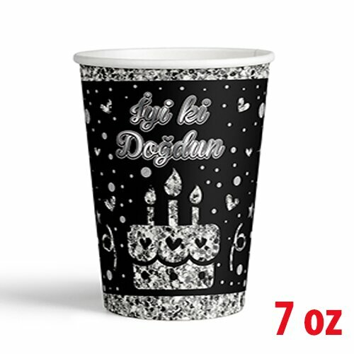 7 OZ KARTON BARDAK SİLVER İYİ Kİ DOĞDUN 8'Lİ 7 OZ KARTON BARDAK SİLVER İYİ Kİ DOĞDUN 8'Lİ