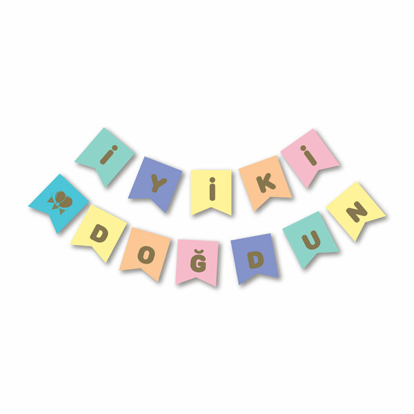 MACARON İYİ Kİ DOĞDUN GOLD YALDIZLI BANNER MACARON İYİ Kİ DOĞDUN GOLD YALDIZLI BANNER