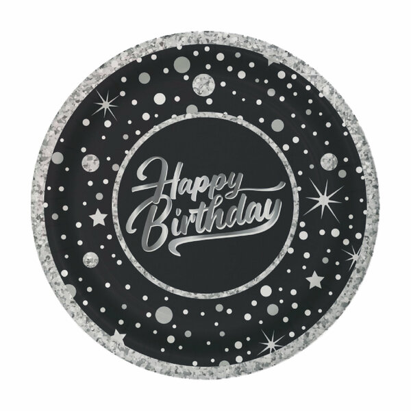 8'Lİ KARTON TABAK SİLVER HAPPY BİRTHDAY 8'Lİ KARTON TABAK SİLVER HAPPY BİRTHDAY