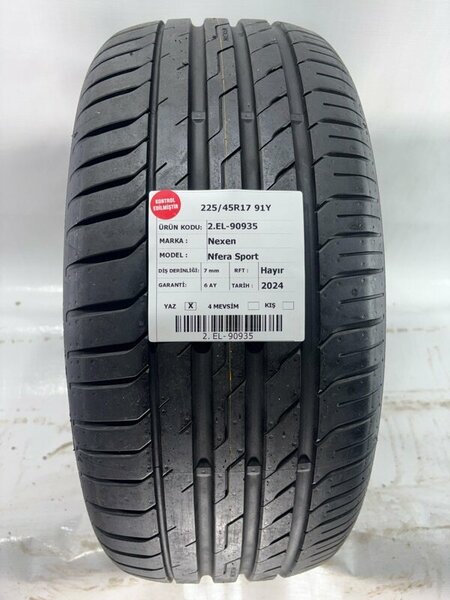 Nexen 225/45R17 91Y Nfera Sport 7 mm 2.EL Yaz Lastiği (2024)