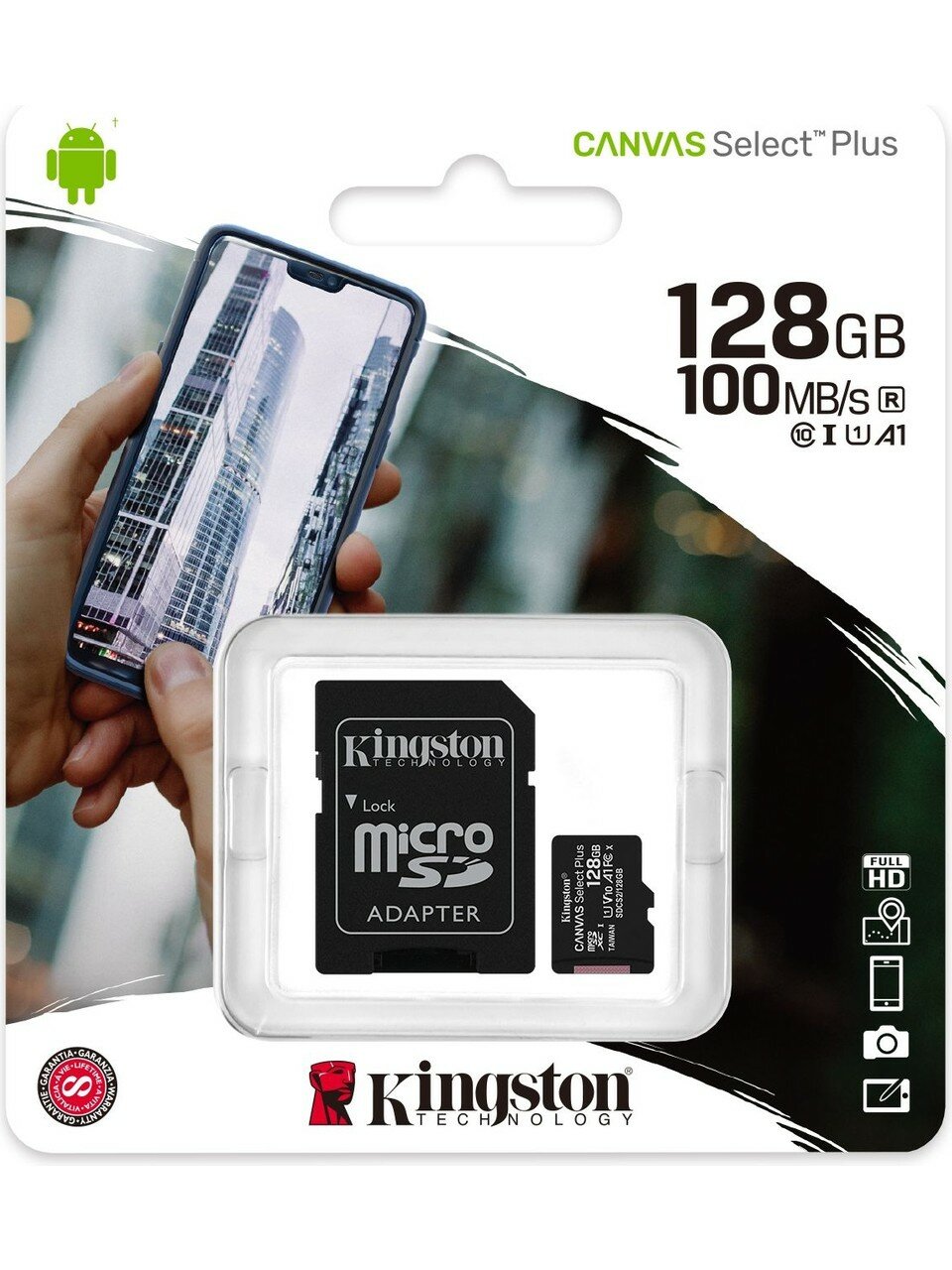 Kingston SDCS2-128GB 128GB micSDXC Canvas Select Plus 100R A1 C10 Card ...