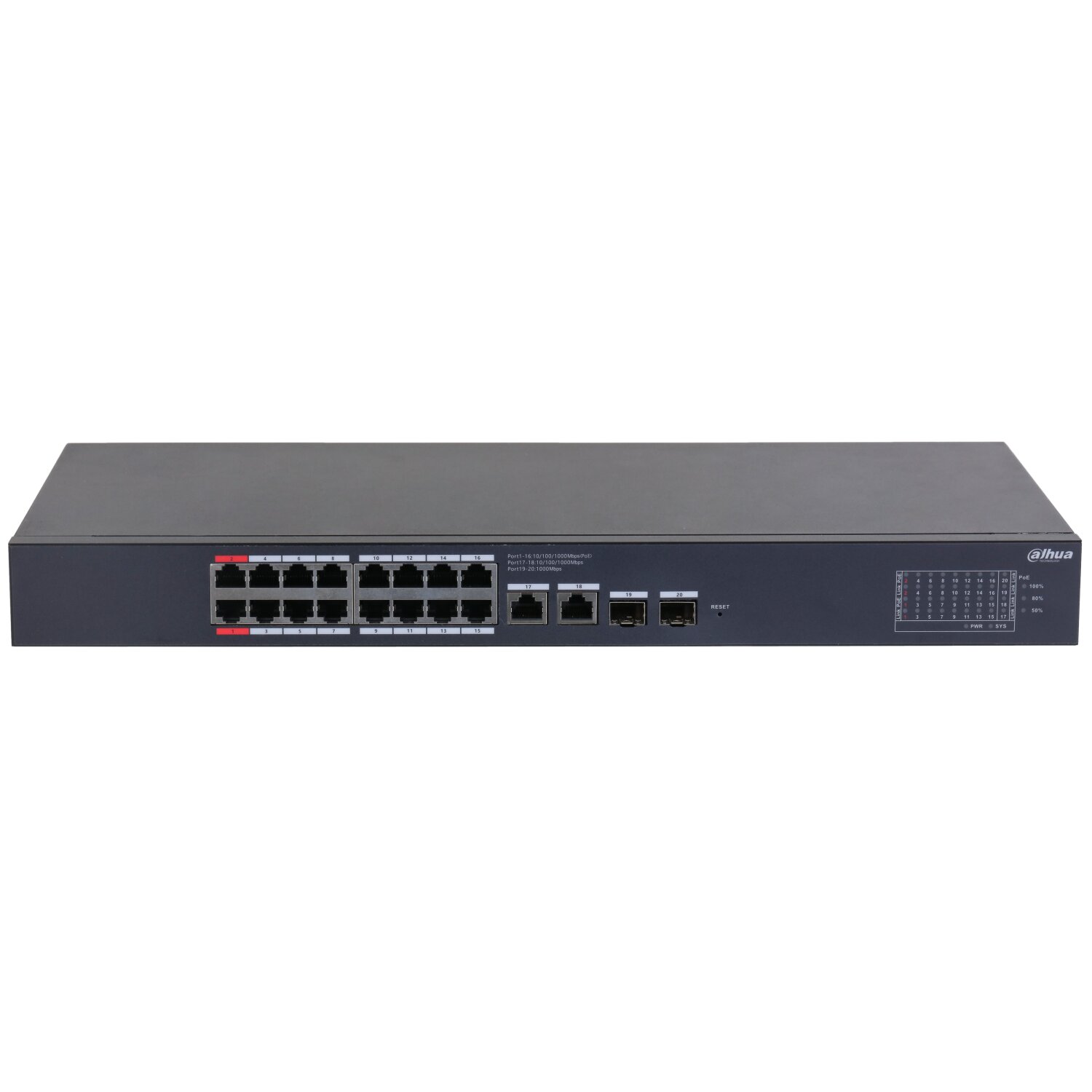 DH-CS4220-16GT-190 20-Port Yönetilebilir 16-Port PoE Bulut Gigabit Switch