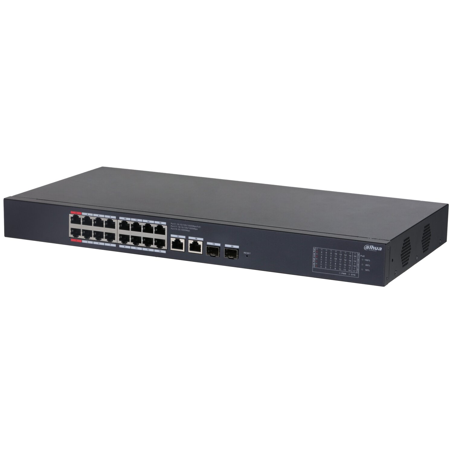 DH-CS4220-16GT-190 20-Port Yönetilebilir 16-Port PoE Bulut Gigabit Switch