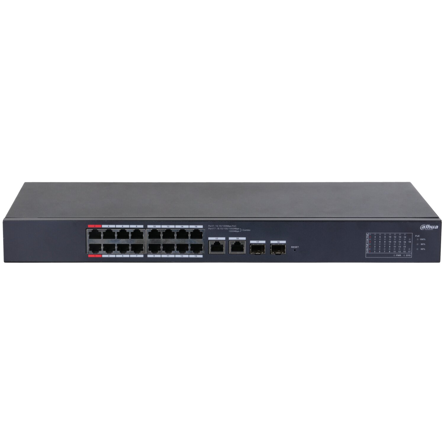 DH-CS4218-16ET-190 18-Port Yönetilebilir 16-Port PoE Bulut Switch