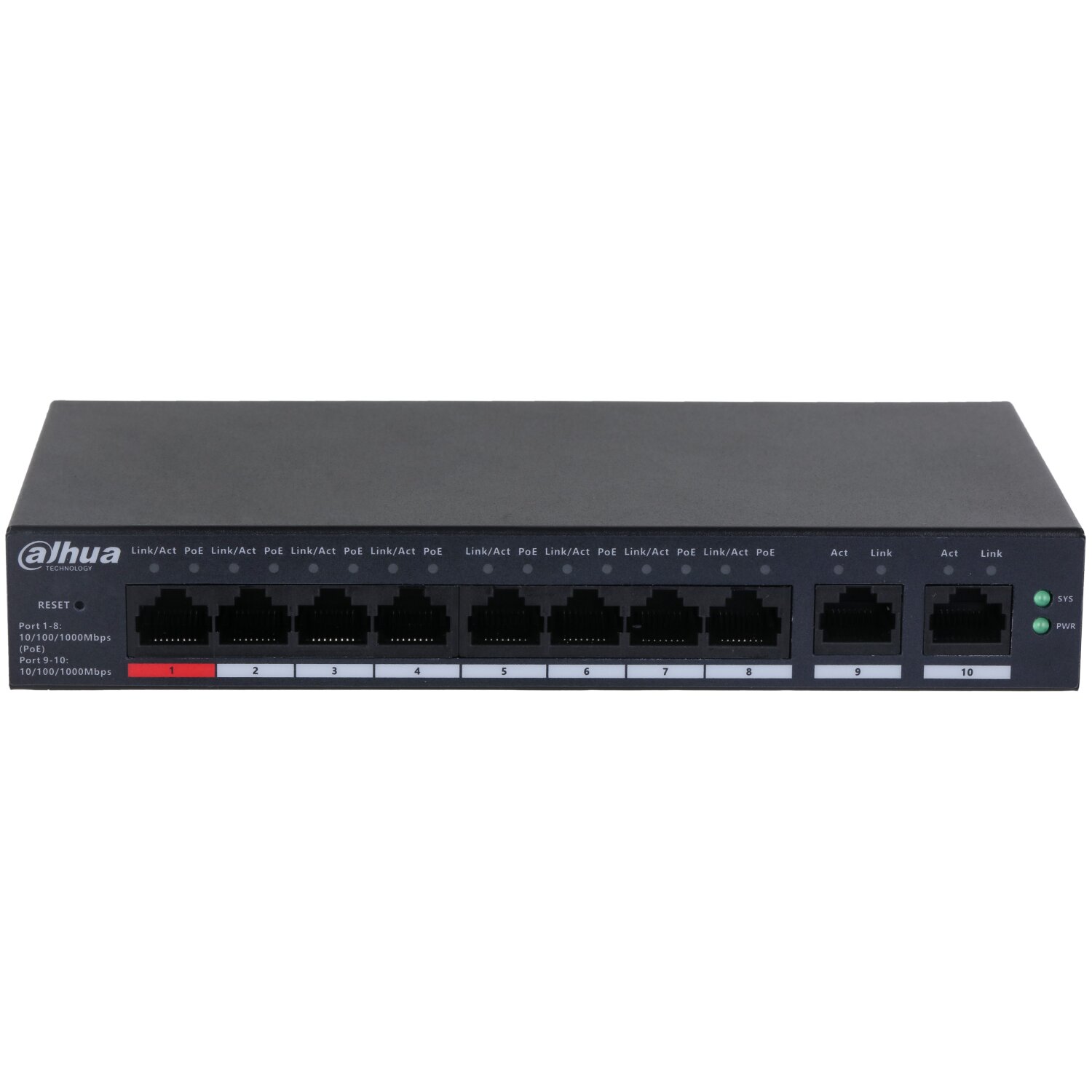DH-CS4010-8GT-110 10-Port Yönetilebilir 8-Port PoE Bulut Gigabit Switch