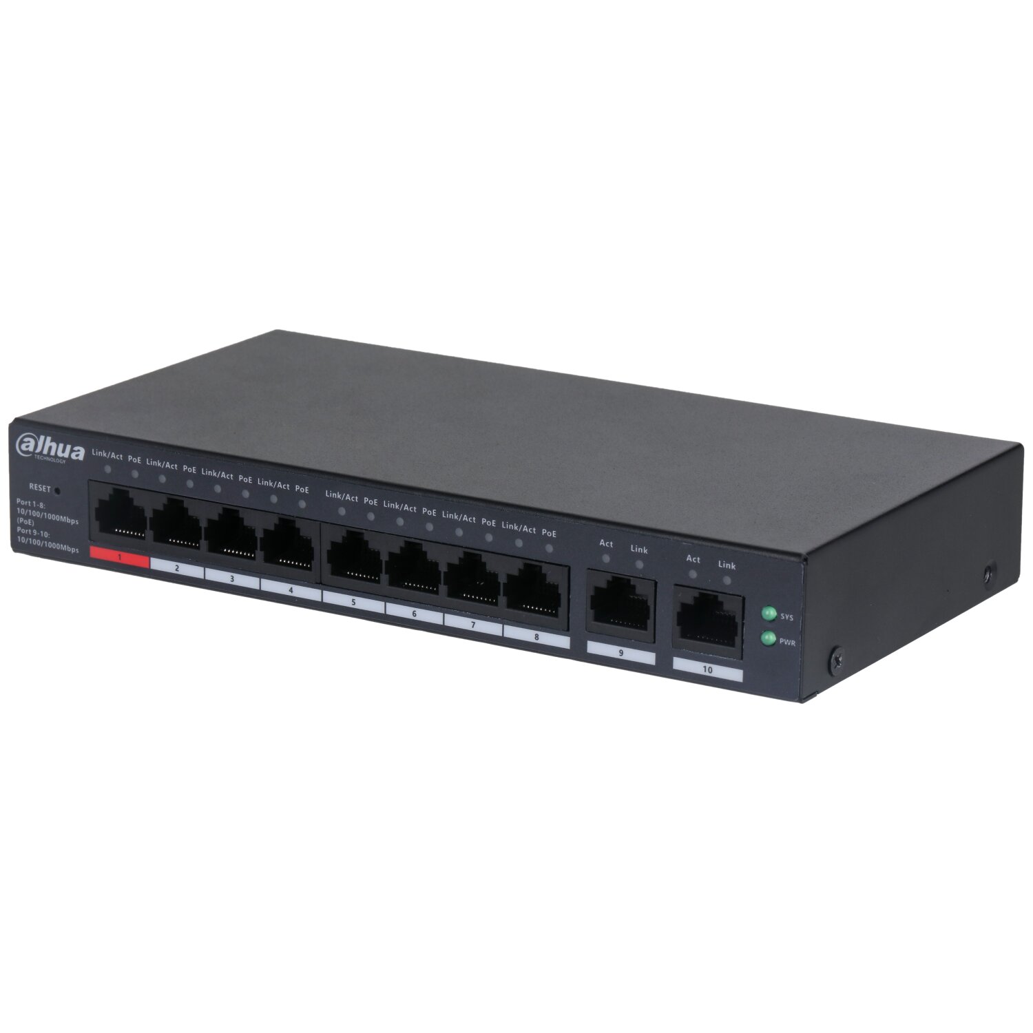 DH-CS4010-8GT-110 10-Port Yönetilebilir 8-Port PoE Bulut Gigabit Switch