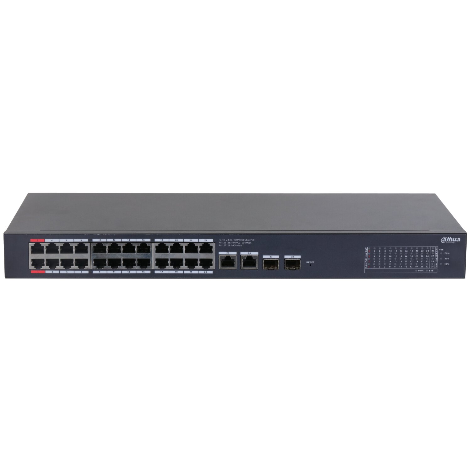 DH-CS4228-24GT-375 28-Port Yönetilebilir 24-Port PoE Bulut Gigabit Switch