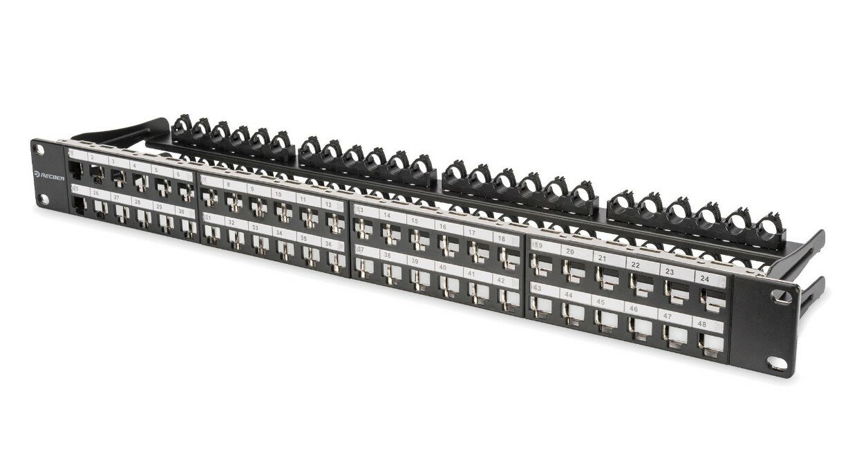 Reçber CAT6A 48-Port FTP 90 Degree Ethernet Patch Panel