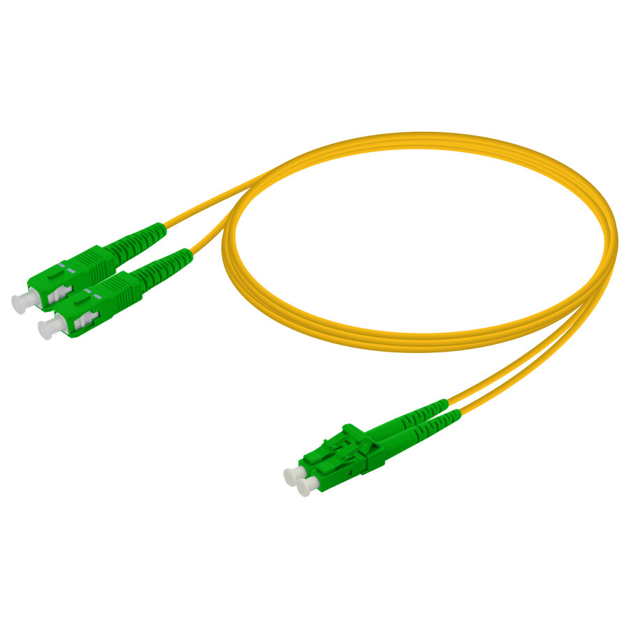 Reçber SC/APC-LC/APC | G657A2 Single Mode Fiber Optic Duplex Patch Cord | 2.0x4.1mm (1 m)