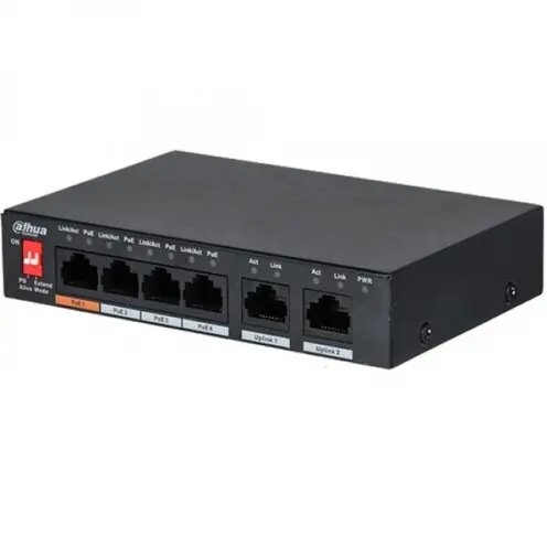 DH-PFS3006-4ET-60 6-Port 10/100Mbps Unmanaged Desktop Switch with 4 PoE Ports