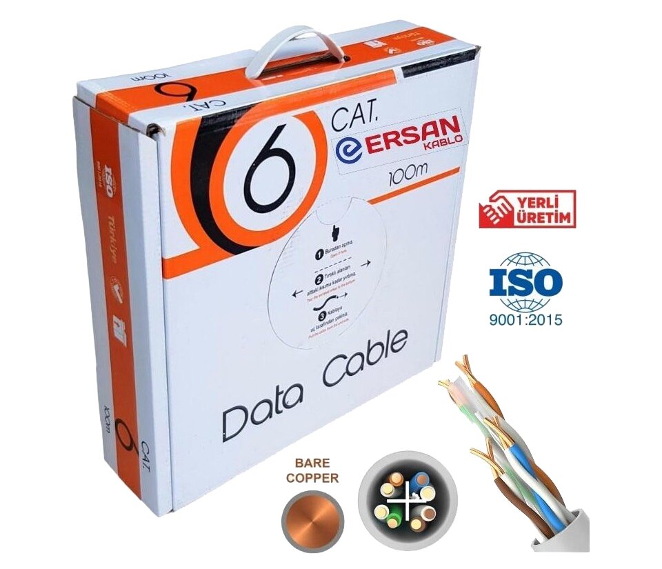 ERSAN 100MT CAT6 U-UTP 23 AWG (BAKIR) NETWORK KABLOSU