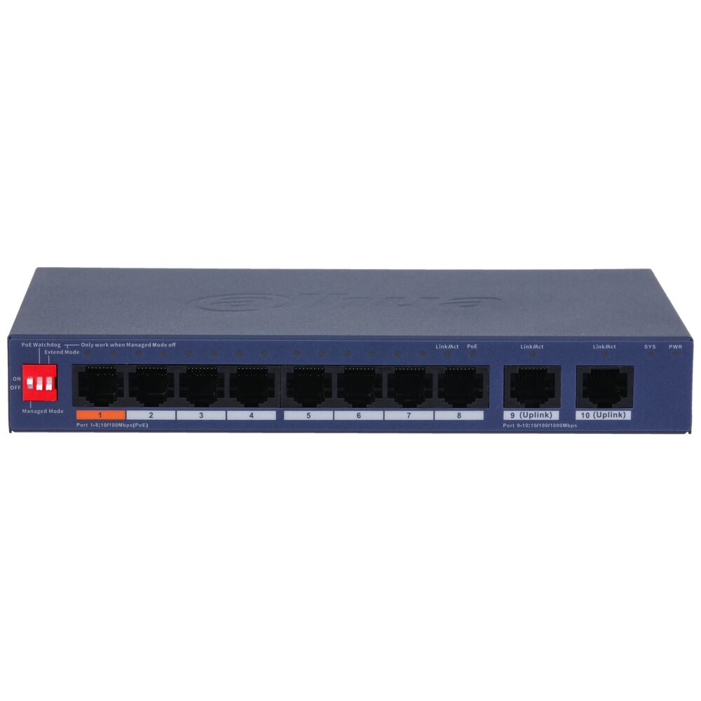DH-CS4010-8ET2GT-60-10 PORT 10/100 8 PORT POE 60W YÖNETİLEBİLİR DESKTOP SWİTCH.