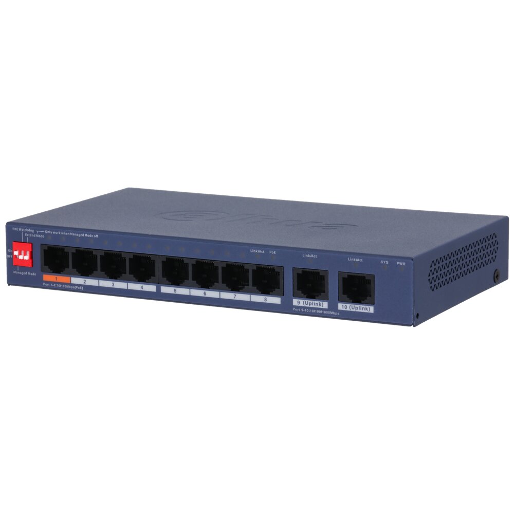 DH-CS4010-8ET2GT-60-10 PORT 10/100 8 PORT POE 60W YÖNETİLEBİLİR DESKTOP SWİTCH.
