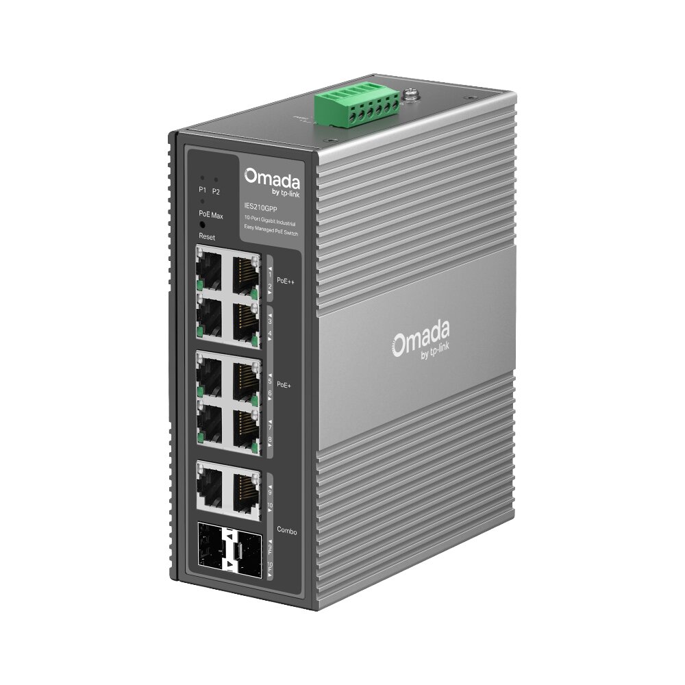 Tp-Link - IES210GPP - Omada 10-Port Gigabit Industrial Easy Managed Switch with 6-Port PoE+ and 2-Port PoE++