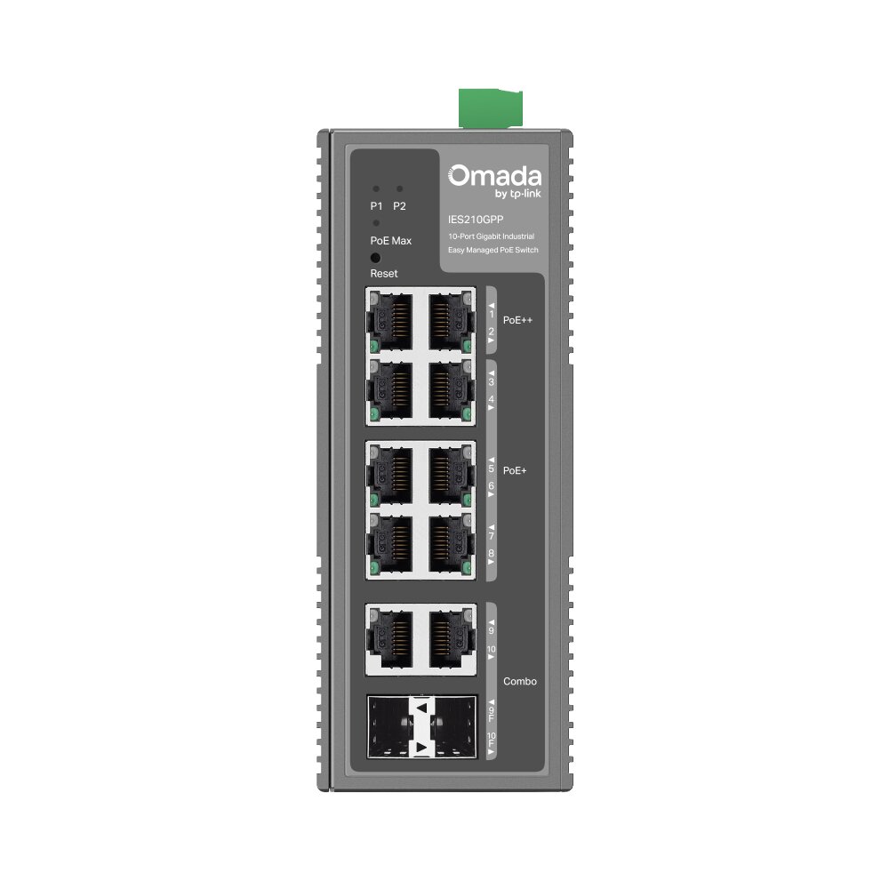 Tp-Link - IES210GPP - Omada 10-Port Gigabit Industrial Easy Managed Switch with 6-Port PoE+ and 2-Port PoE++