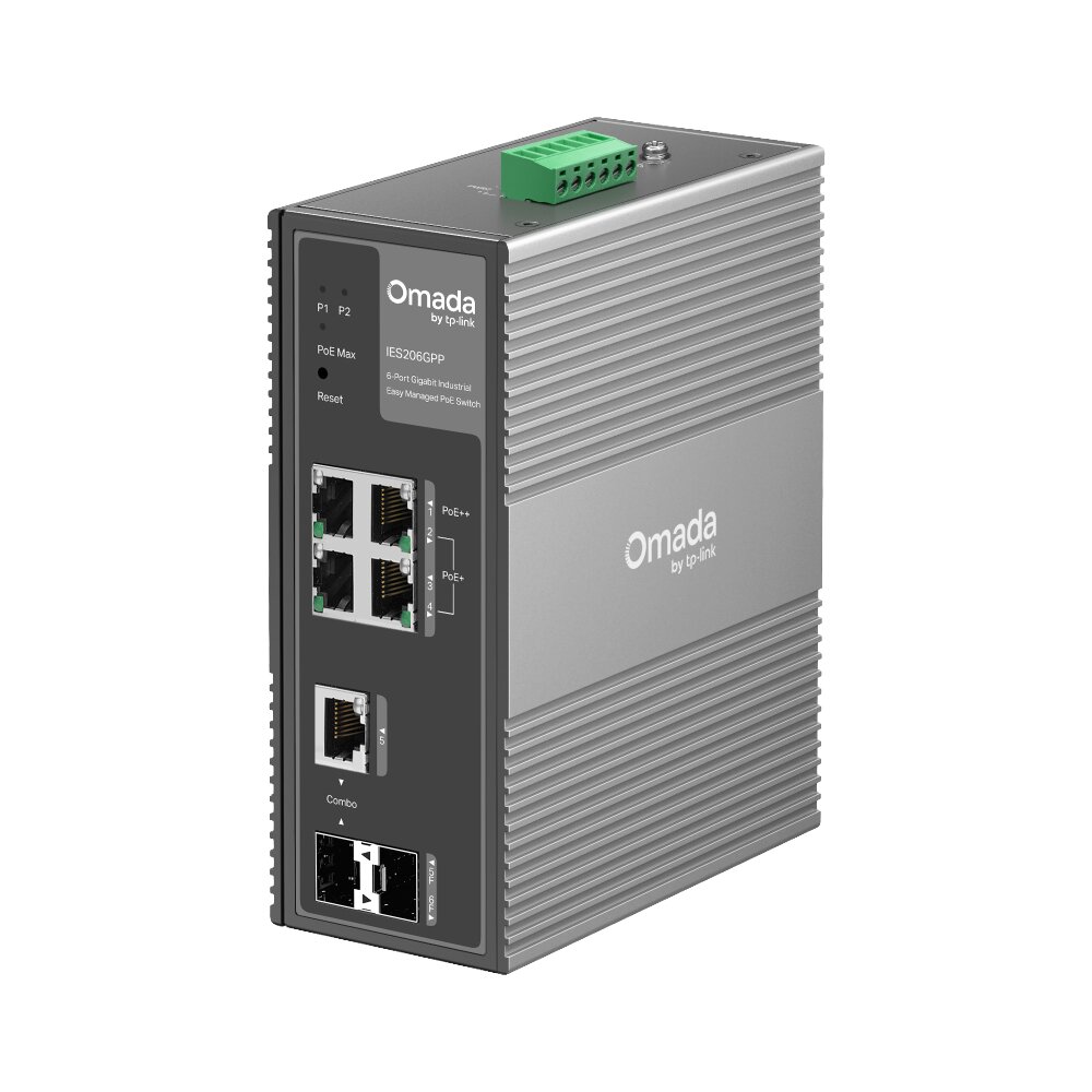 Tp-Link - IES206GPP - Omada 6-Port Gigabit Industrial Easy Managed Switch with 3-Port PoE+ and 1-Port PoE++