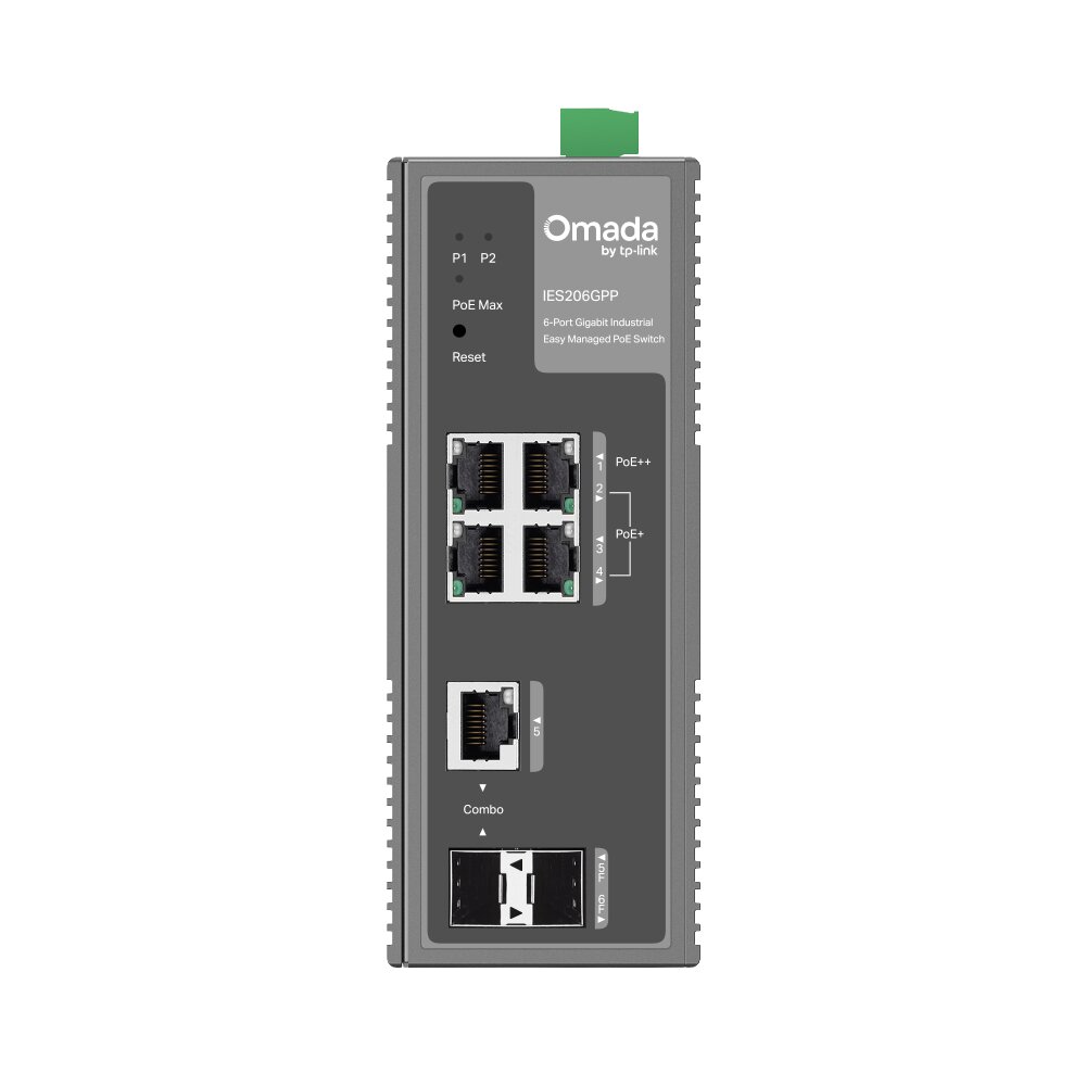 Tp-Link - IES206GPP - Omada 6-Port Gigabit Industrial Easy Managed Switch with 3-Port PoE+ and 1-Port PoE++