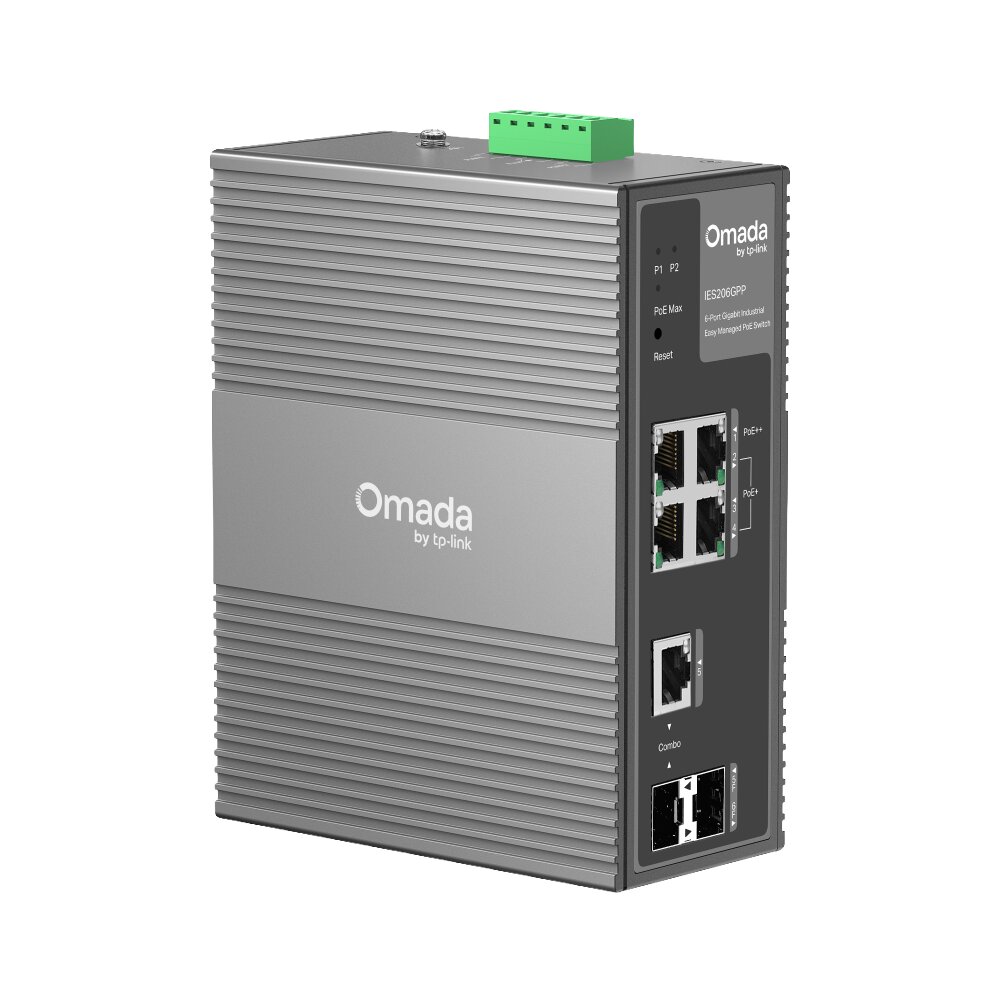 Tp-Link - IES206GPP - Omada 6-Port Gigabit Industrial Easy Managed Switch with 3-Port PoE+ and 1-Port PoE++