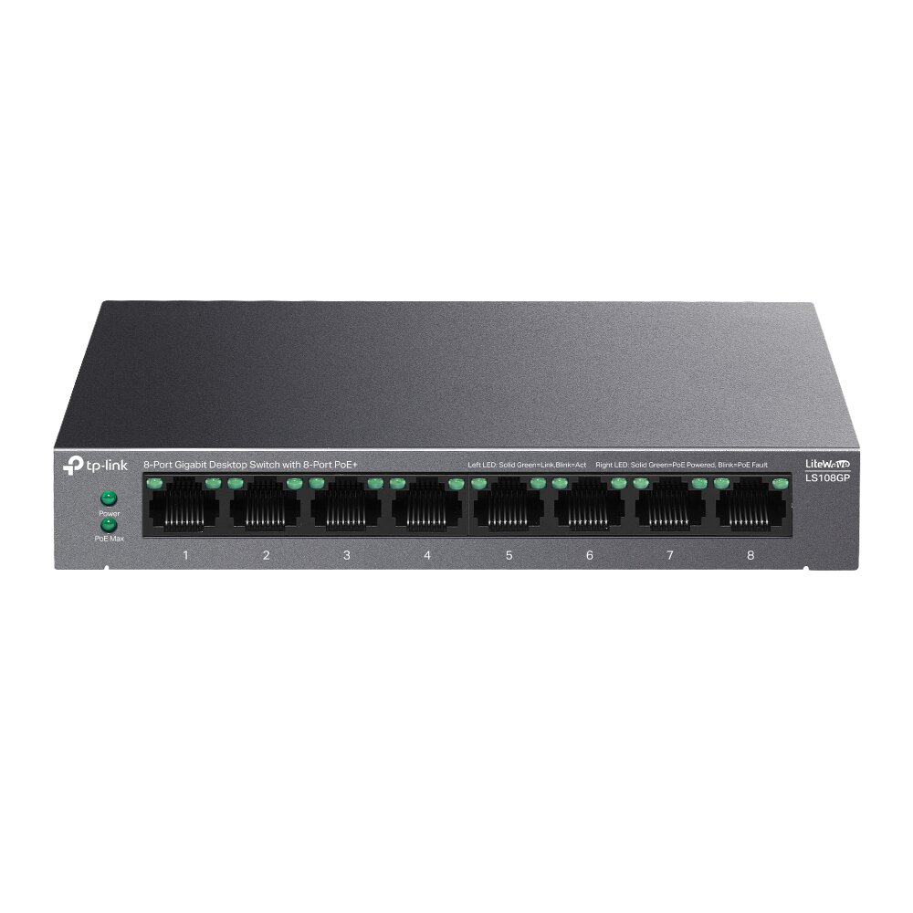 Tp-Link - LS108GP - 8-Port Gigabit Desktop Switch with 8-Port PoE+
