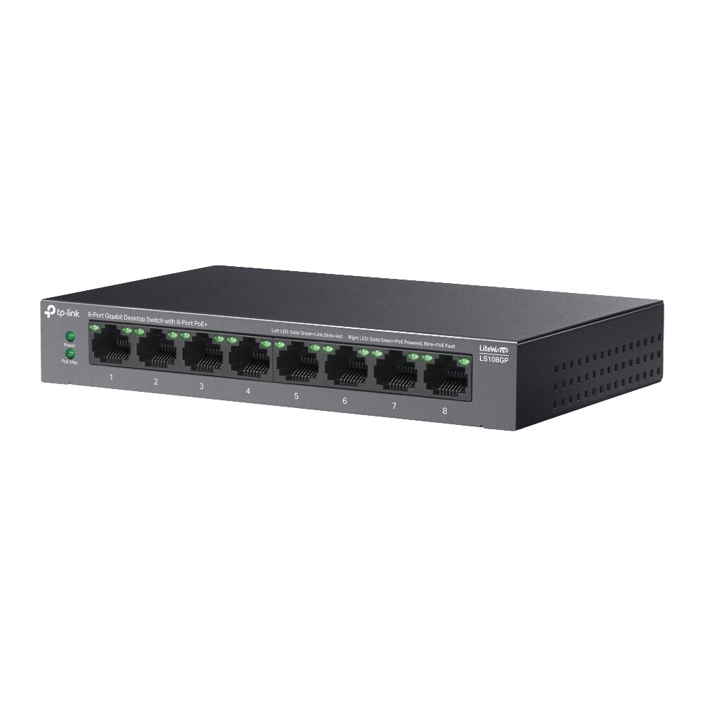 Tp-Link - LS108GP - 8-Port Gigabit Desktop Switch with 8-Port PoE+