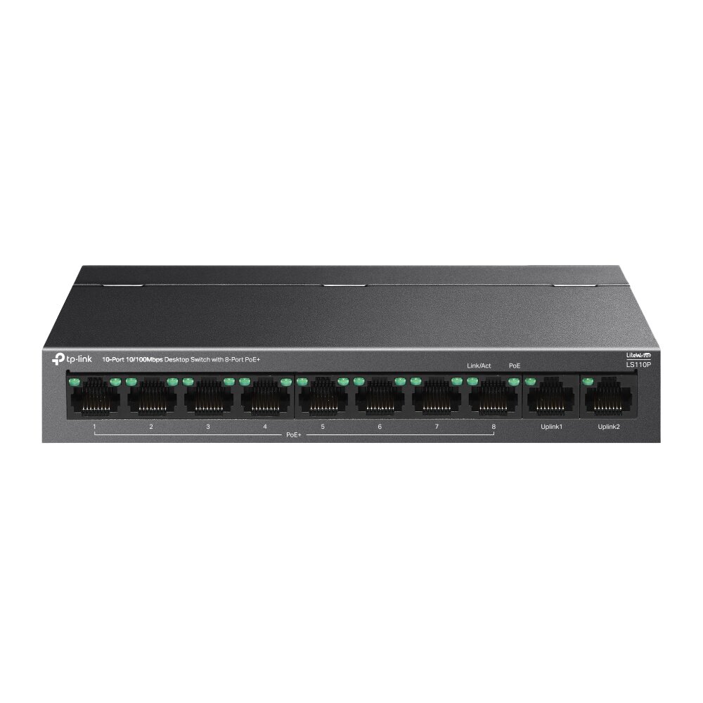 Tp-Link - LS110P - 10-Port 10/100 Mbps Desktop Switch with 8-Port PoE+