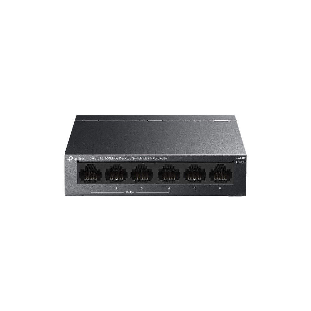 Tp-Link - LS106P - 6-Port 10/100 Mbps Desktop Switch with 4-Port PoE+