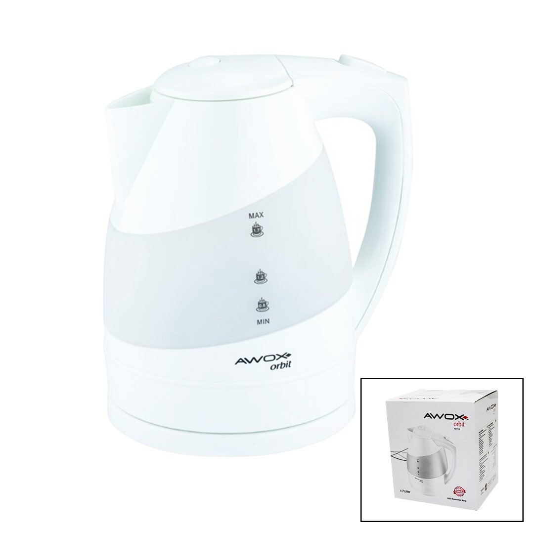 AWOX (BEYAZ) (ORBİT) KETTLE SU ISITICISI (1.7LT) (2000W) (360° & LEDLİ ŞEFFAF GÖVDE) (GİZLİ REZİSTANS) (KİLİTLİ KAPAK)*16