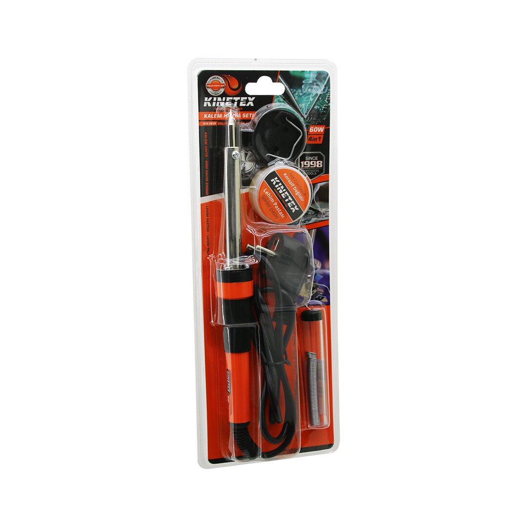 KINETEX KTX-2659 ( 4İN1 ) KALEM HAVYA LEHİM SETİ ( 60W KALEM HAVYA & MİNİ STAND & LEHİM PASTASI & LEHİM TELİ )*120