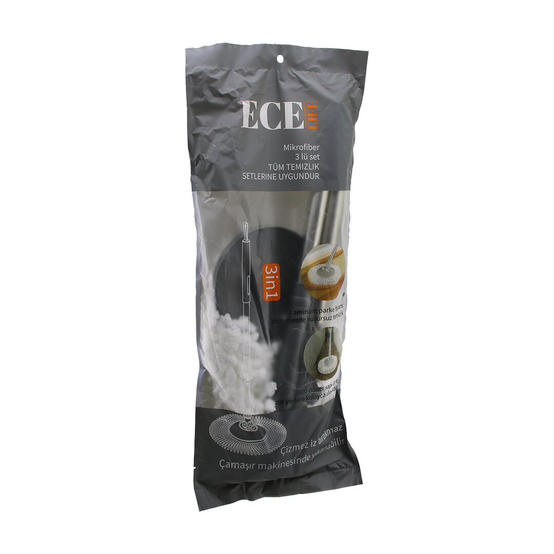 ECE LIFE EC-109 (3İN1) MİKROFİBER (OTOMATİK MOP) (YEDEK) SETİ (360° DÖNER METAL SAP=100CM + M.FİBER PAMUK MOP=120GR )*50 ECE LIFE EC-109 (3İN1) MİKROFİBER (OTOMATİK MOP) (YEDEK) SETİ (360° DÖNER METAL SAP=100CM + M.FİBER PAMUK MOP=120GR )*50