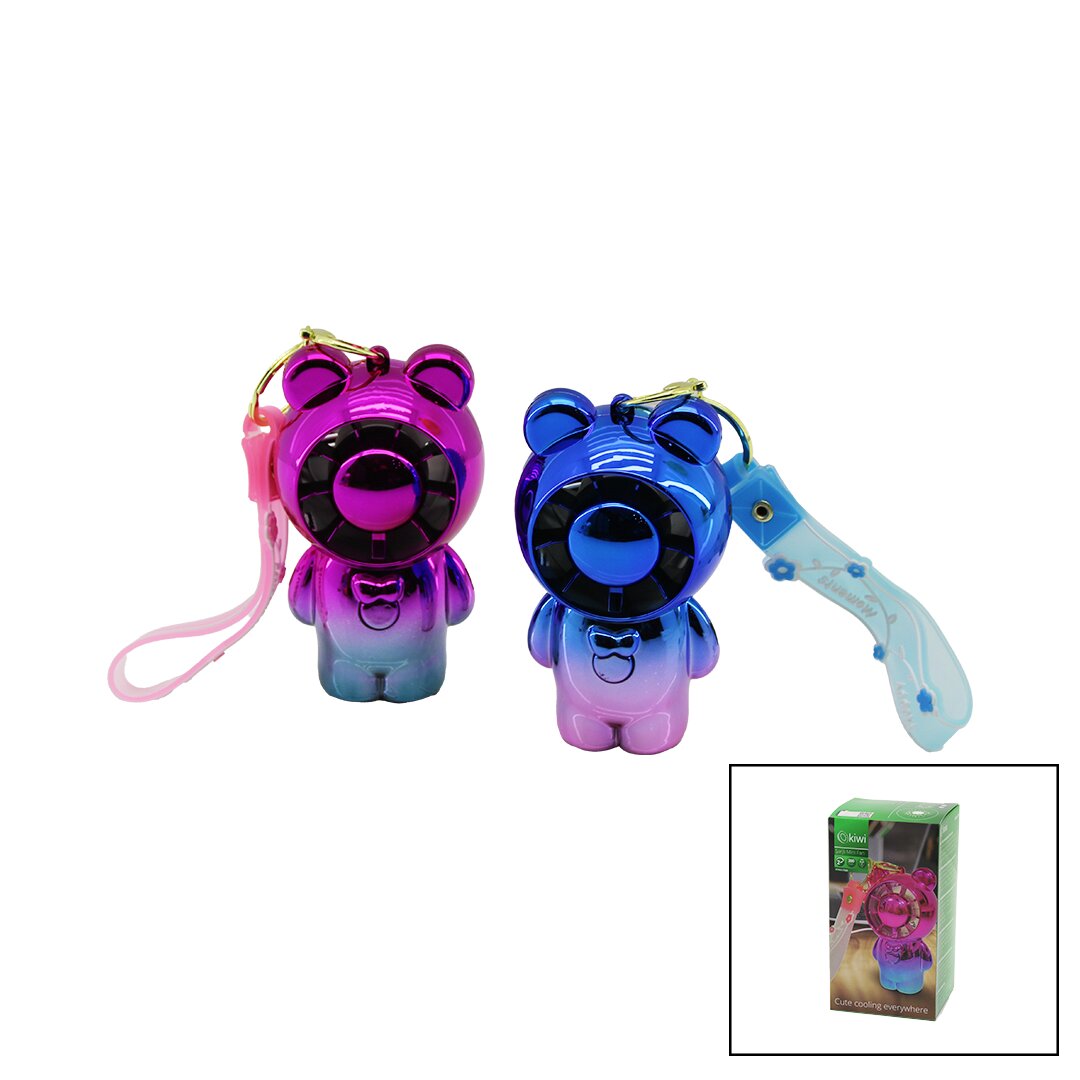 KİWİ KFAN-7400 (AYICIK MODELİ) (EL TİPİ & MASA ÜSTÜ) (MİNİ FAN) (USB ŞARJLI) (ANAHTARLIKLI) (2-KADEME HIZ) (PARLAK RENKLİ) MİNİ VANTİLATÖR*36