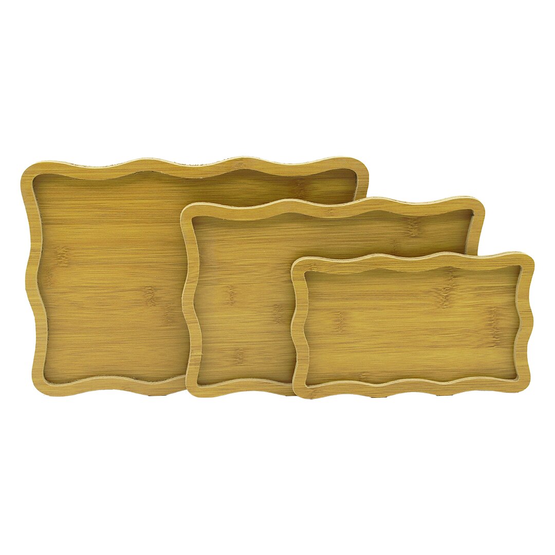 PABLITO HOME PBT-314 (DİKDÖRTGEN) (DALGALI KENAR) ( 3 BOY ) (AHŞAP MDF) SUNUM TEPSİ SETİ (13.5 X 23.5 -19.5 X 29.5- 23.5 X 33.5CM)*24=K                     qwe1