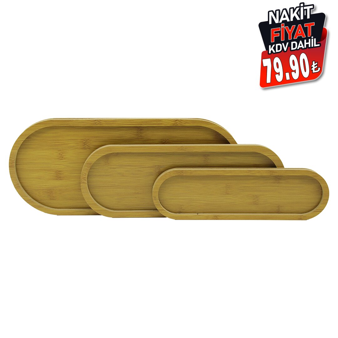 PABLITO HOME PBT-317 ( DİKDÖRTGEN ) ( OVAL KENAR ) ( 3 BOY ) (AHŞAP MDF) SUNUM TEPSİ SETİ ( 10 X 33.3 -14.5 X 39 -19 X 45CM )*24=K                     qwe1