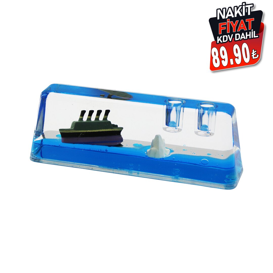 PABLITO PBT-258 (KALEMLİKLİ) (MAVİ SU & GEMİ & ADA) (D.GEN MİKA) BATMAYAN GEMİ (DEKORATİF BİBLO AKVARYUM) (14.6X5.2X3.7X2.2CM)*72                     qwe2
