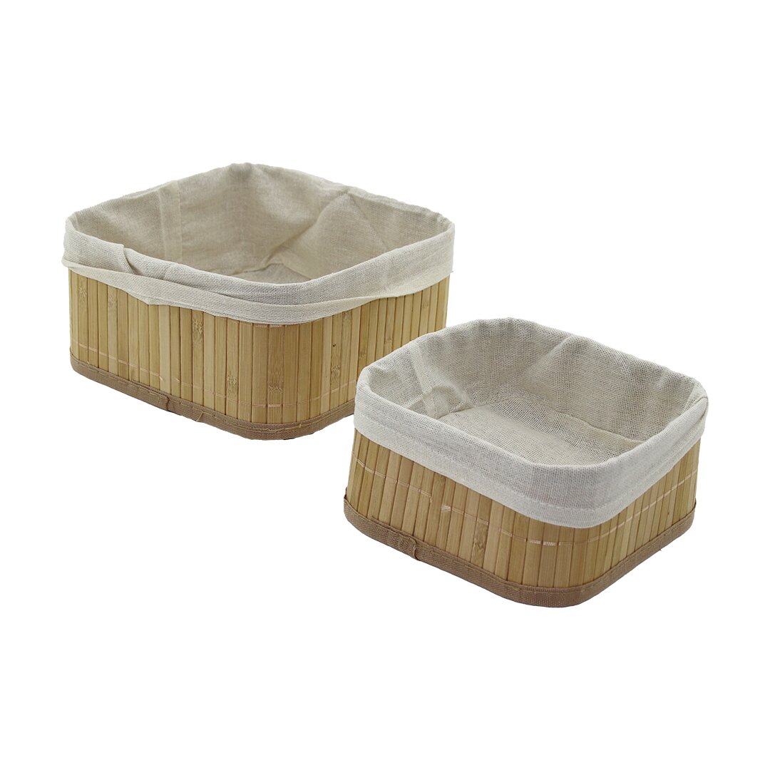 PABLITO HOME PBT-050 ( 2Lİ ) ( KARE ) ( BAMBU KENAR ) ORGANİZER SEPET (AHŞAP ALTLIK & BEZLİ) (21X21X10CM & 17X17X8CM)*60                     qwe3