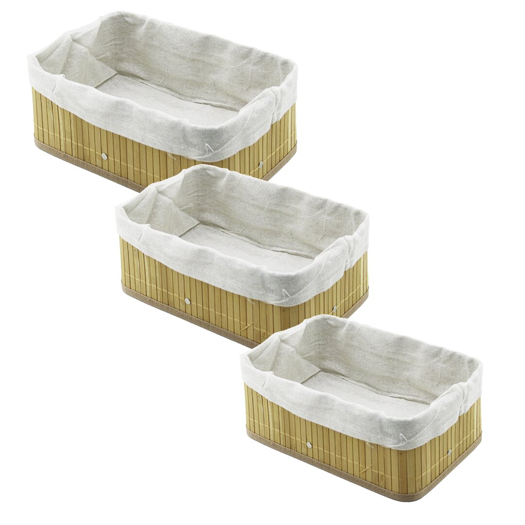 PABLITO HOME PBT-595 (3 BOY) (D.GEN) (BAMBU KENAR) ORGANİZER SEPET (AHŞAP ALTLIK & BEZLİ) (30X20X11.5 -25X16X9.7 -21X12X7.7CM)*20=K                     qwe4